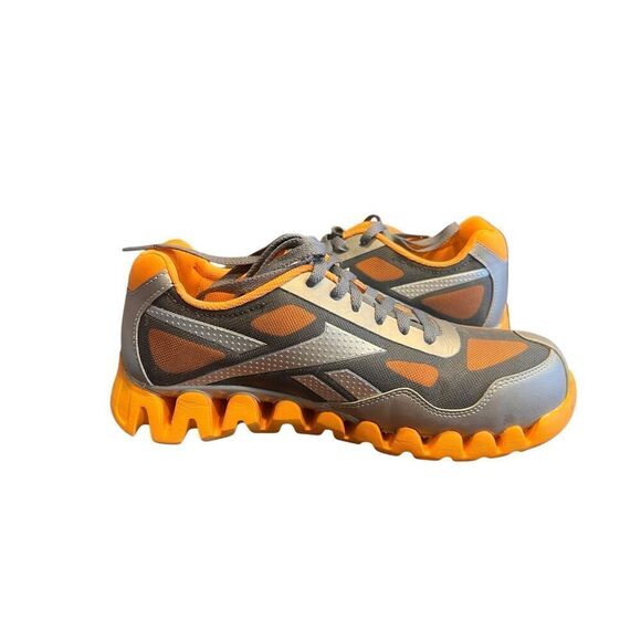 Reebok woman’s 10.5 orange silver zig pulse work athletic shoe composite toe - Picture 2 of 9